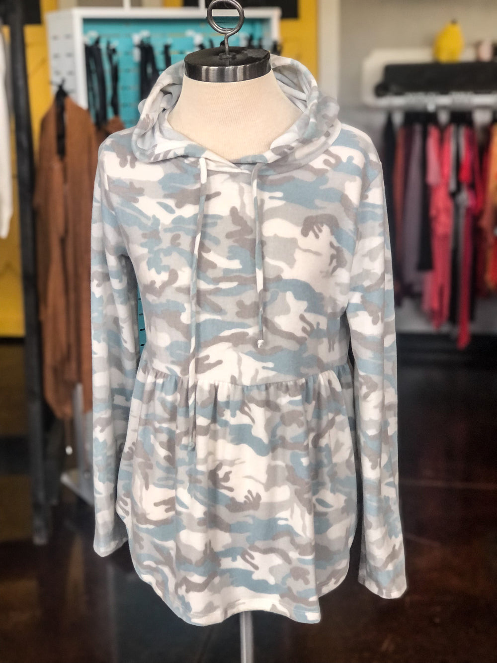 Camo Babydoll Hoodie Top