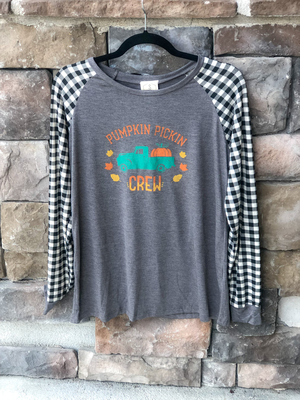 Pumpkin Pickin Crew White Gingham