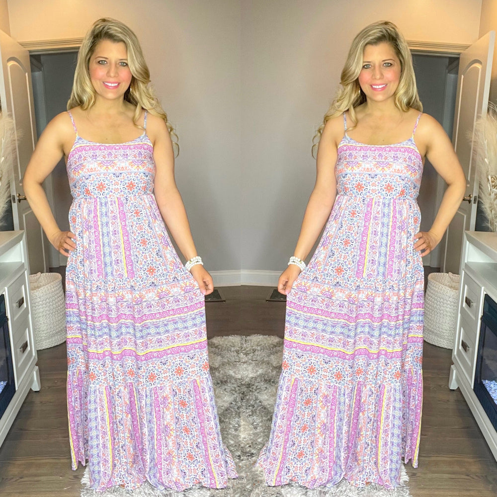 Printed Rayon Gauze Maxi Dress