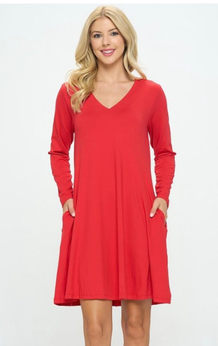 Solid Knit Red Dress