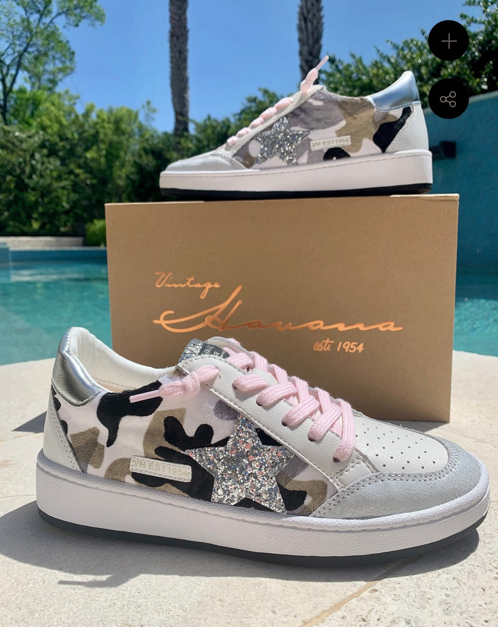 Camo Pink Laced Tennis Shoes