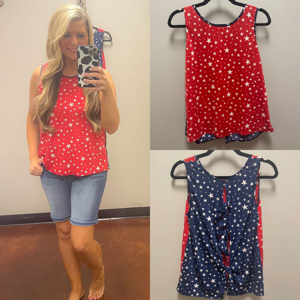 Star Sleeveless Top with Tie Knot in Back