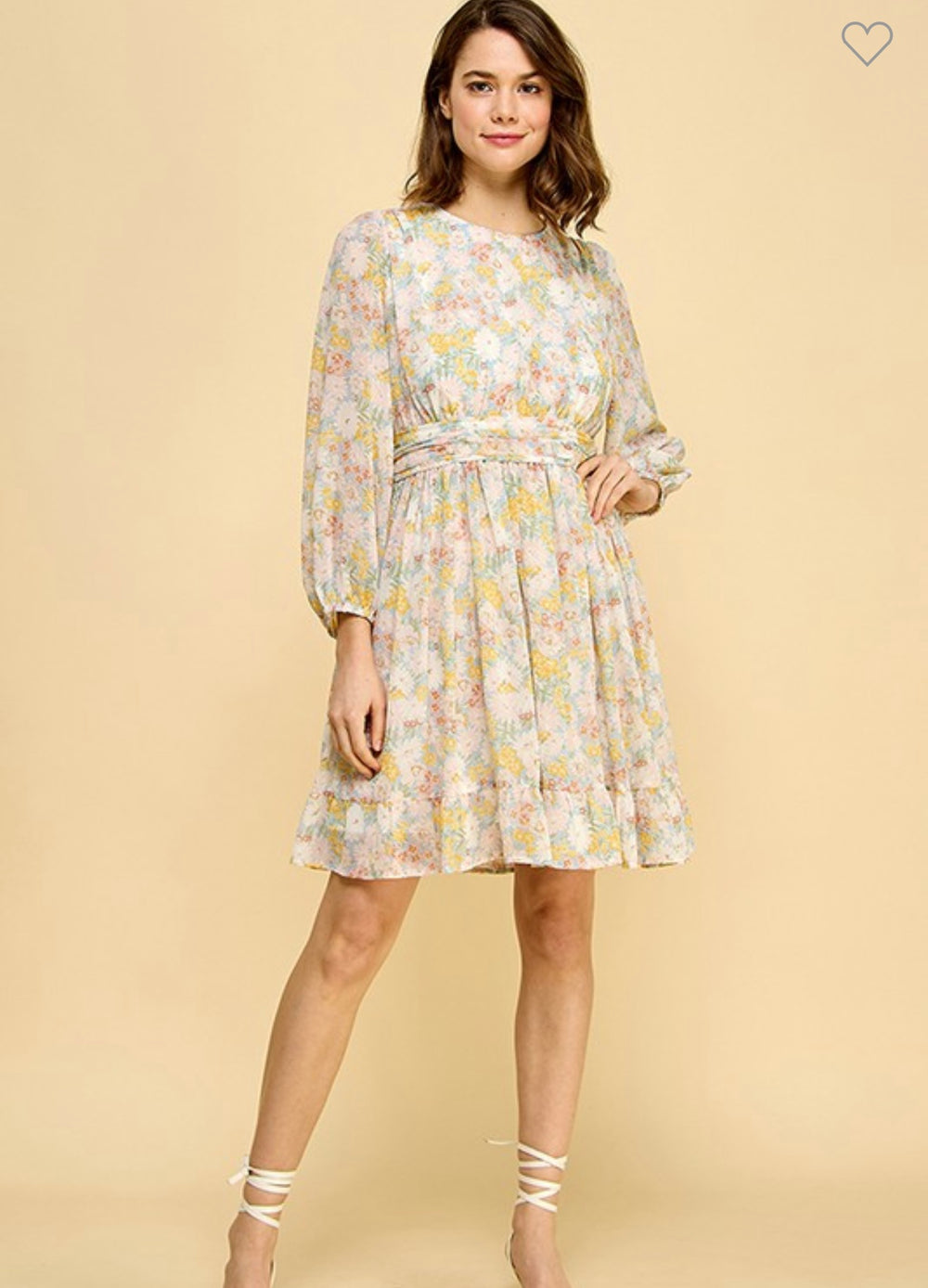 Shiffon Flower Print MIDI Dress