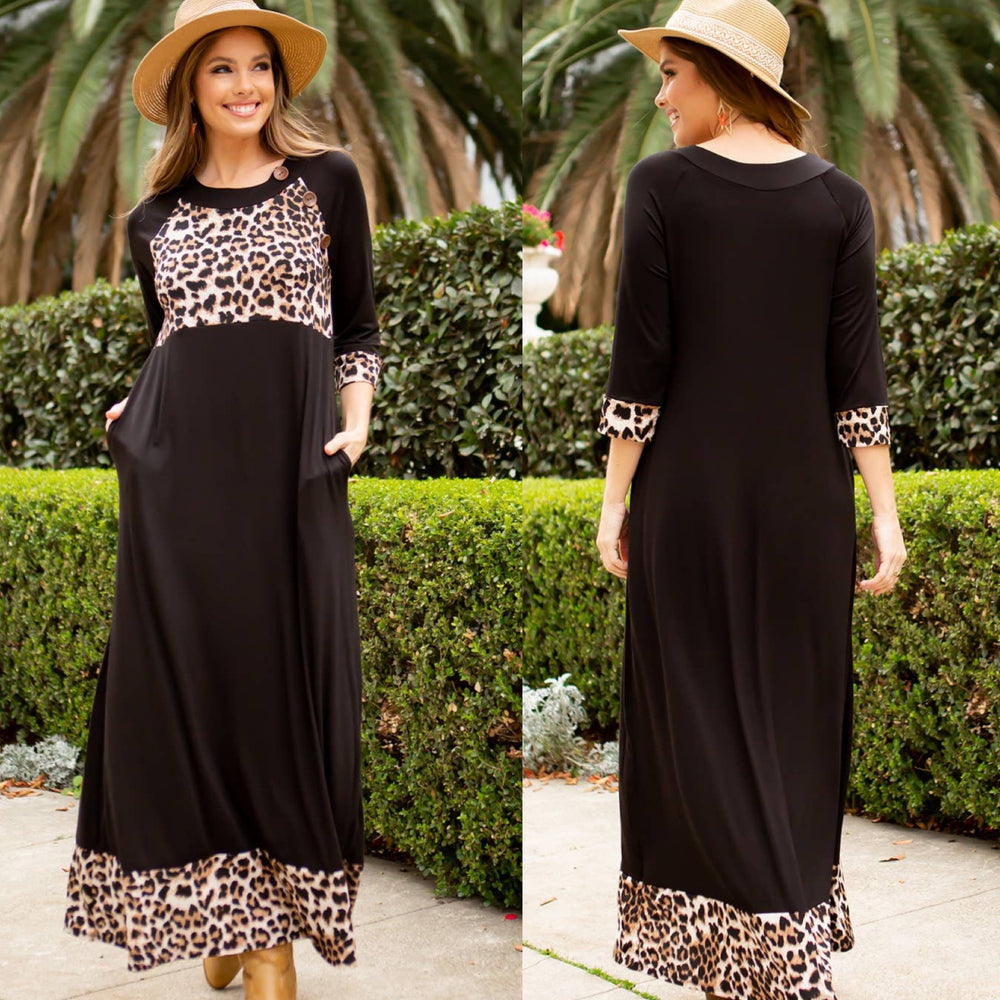 Maxi Dress with Button Accents