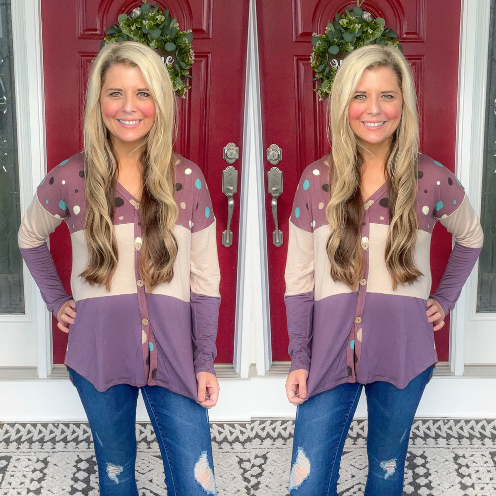 Polka Dot Button Down Top