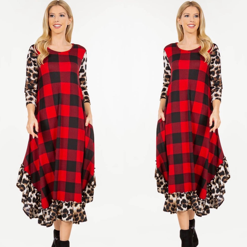 Curvy ~ Buffalo Plaid Flowy Dress