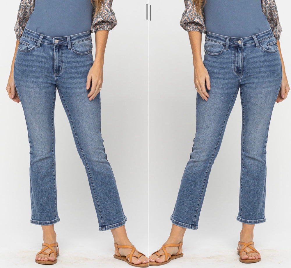 Judy Blue Mid Rise Crop Bootcut
