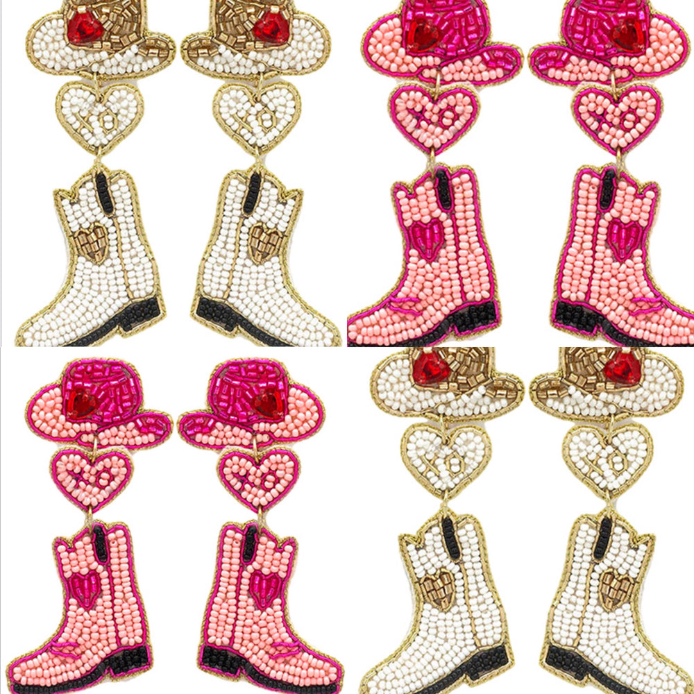 Beaded Cow Girl Earrings