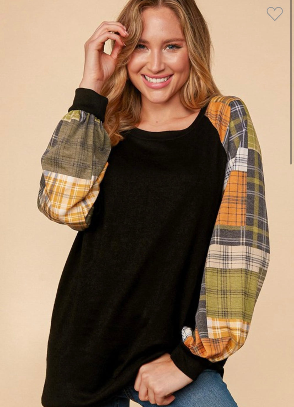 Patchwork Bubble Sleeve Top