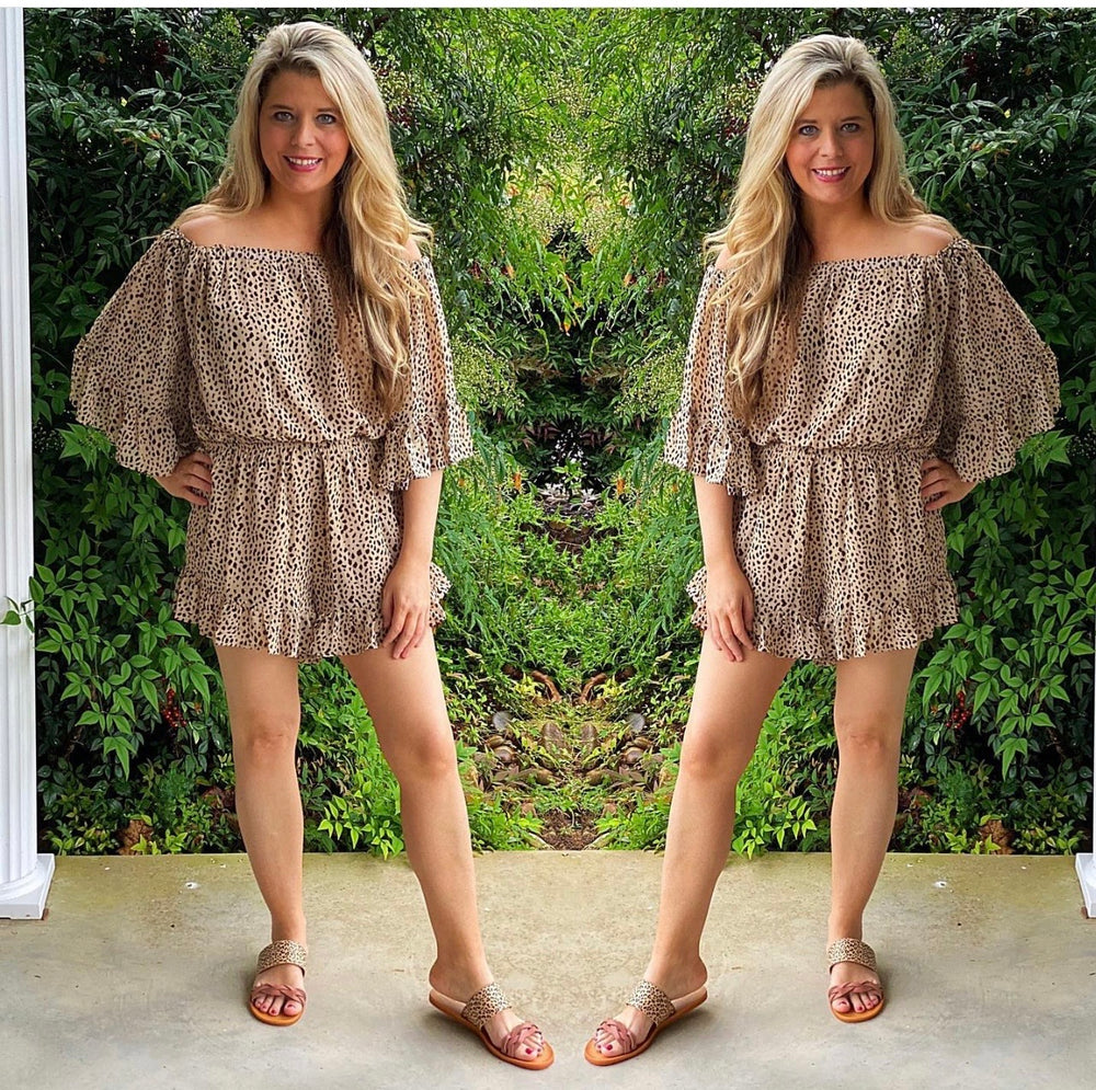 Off The Shoulder Animal Print Romper