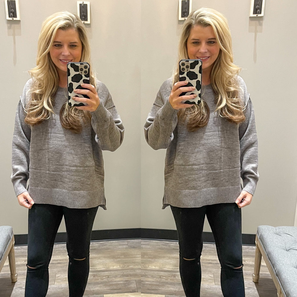 Crew Neck Gray Sweater