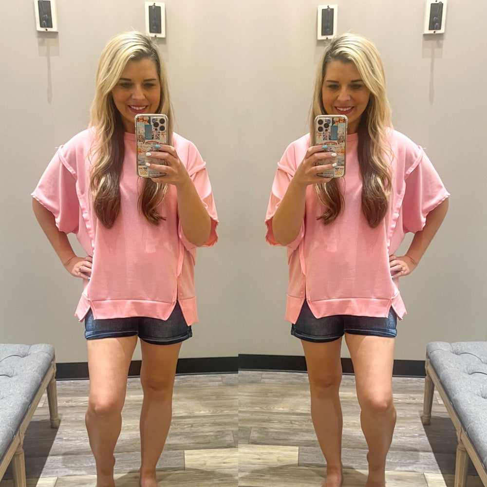 Pink Light Weight Oversized Top