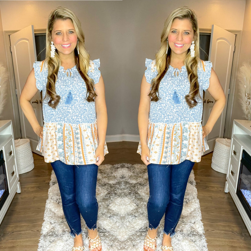 Woven Print Sleeveless Top