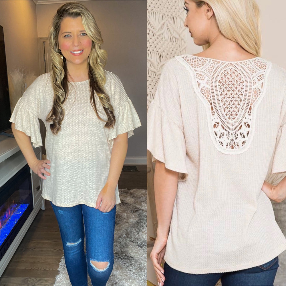 Ruffle Sleeve Lace Back Top