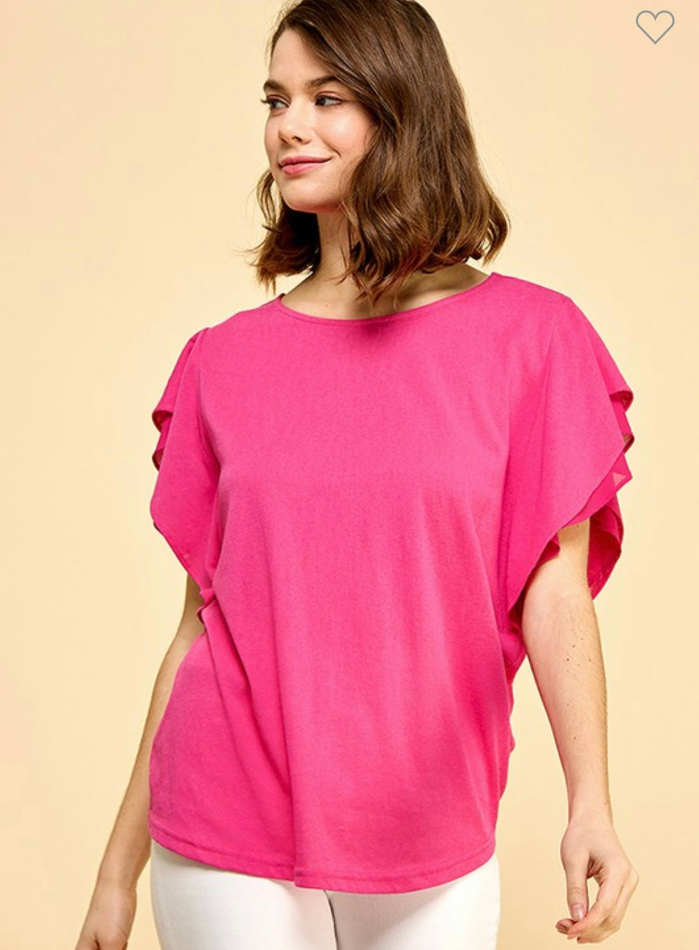 Pink Double Ruffle Sleeve Blouse