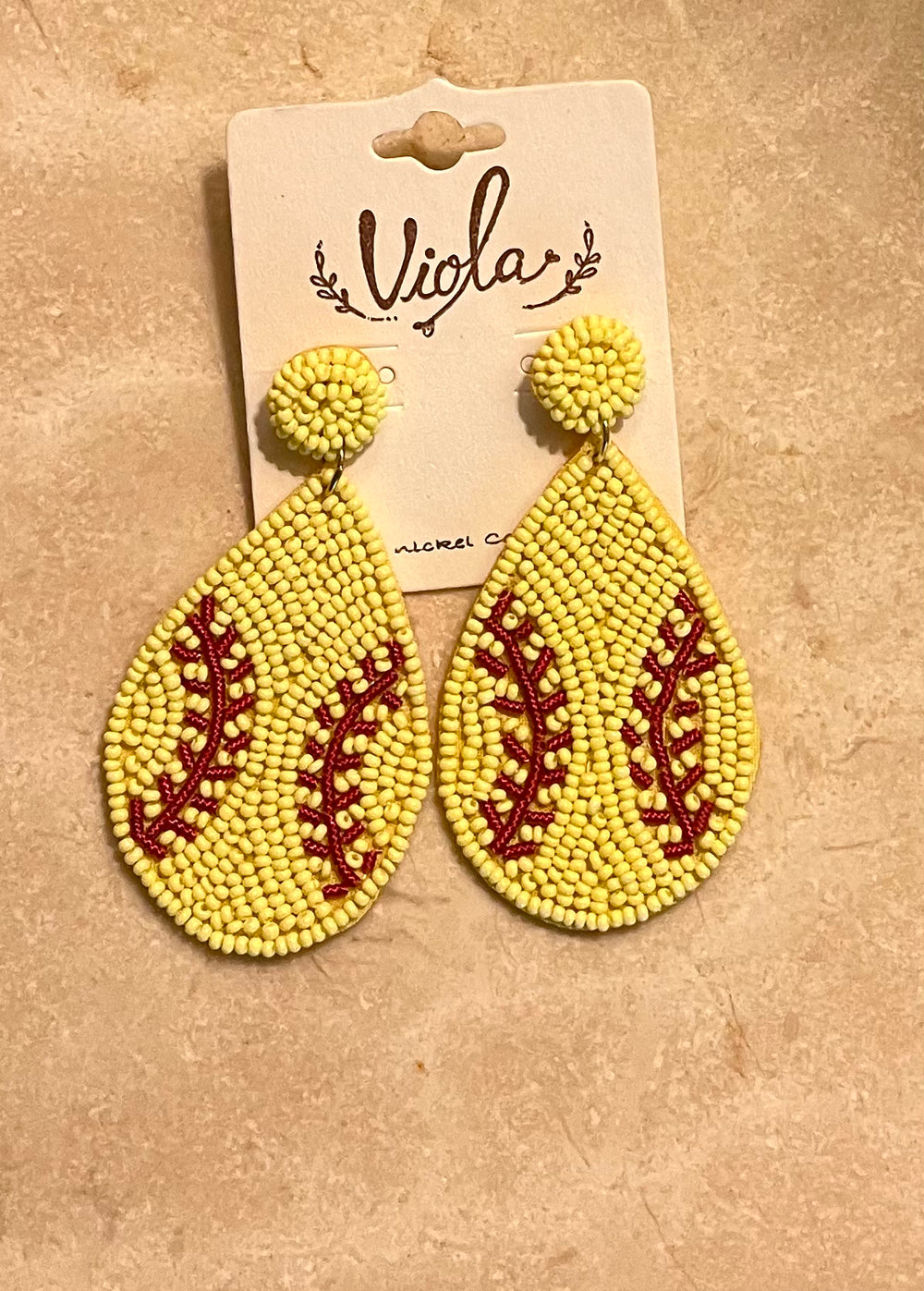 Softball Seed Bead Earrings
