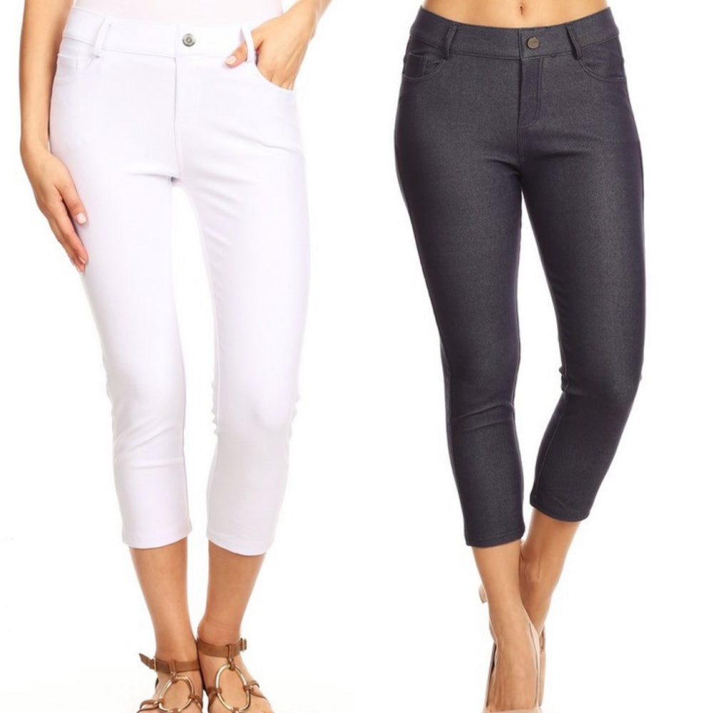 Classic Solid Capri Jeggings