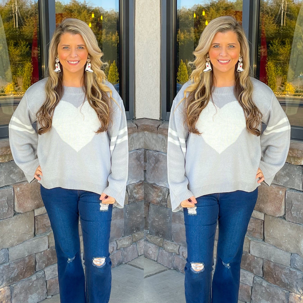Gray Heart Sweater