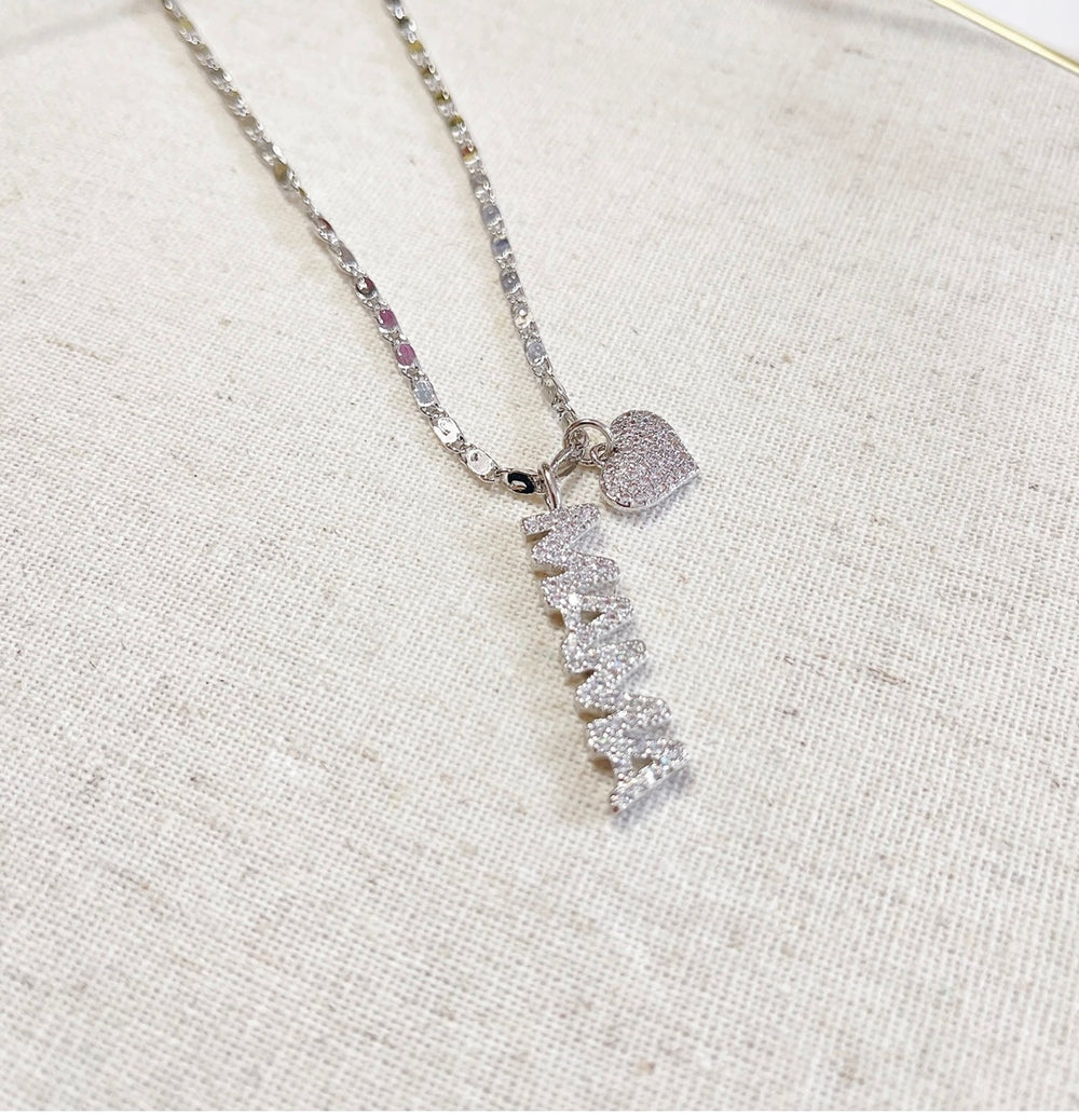 High Quality Mama Heart Silver Necklace