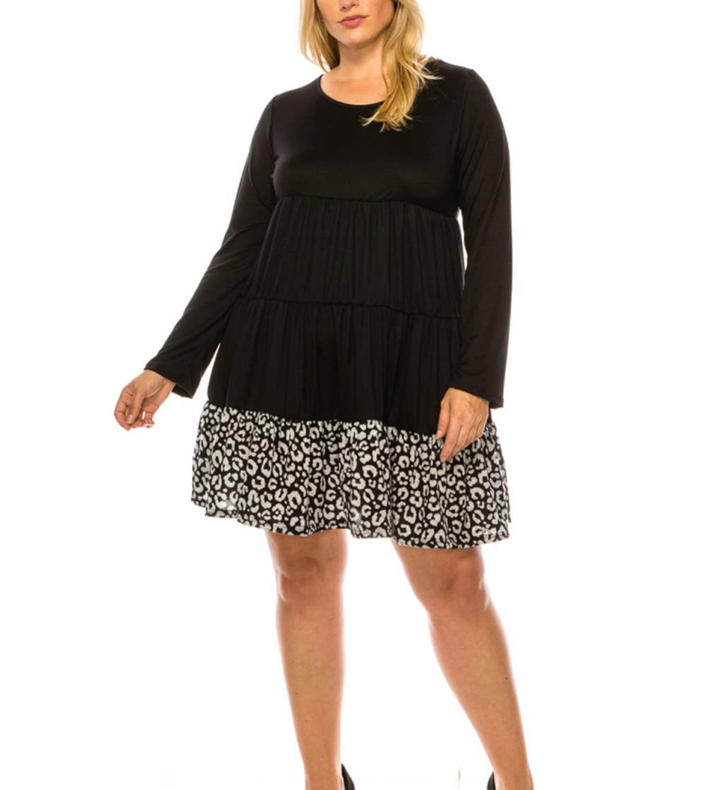 Curvy ~ Animal Print Tiered Dress