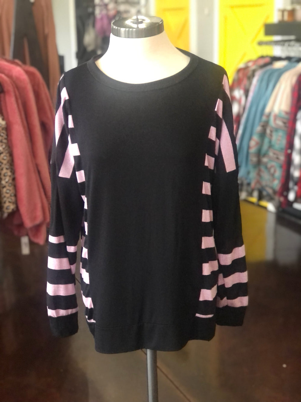 Pink Stripe Accent Top
