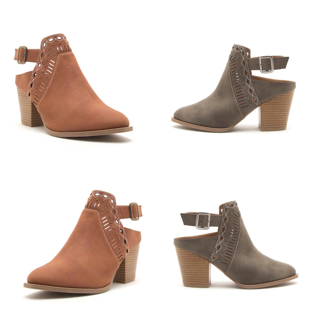 Distress Open Heel Booties