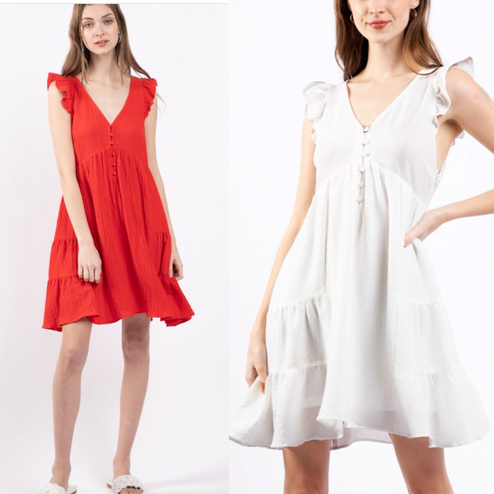 Ruffle Sleeve Tiered Dress