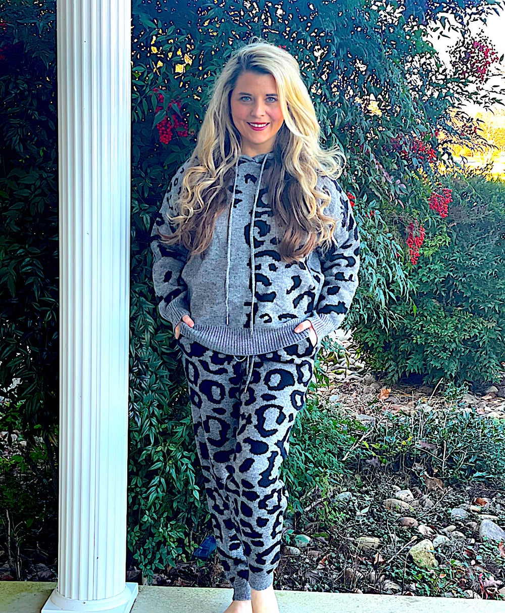 Leopard Knit Jogger Pants