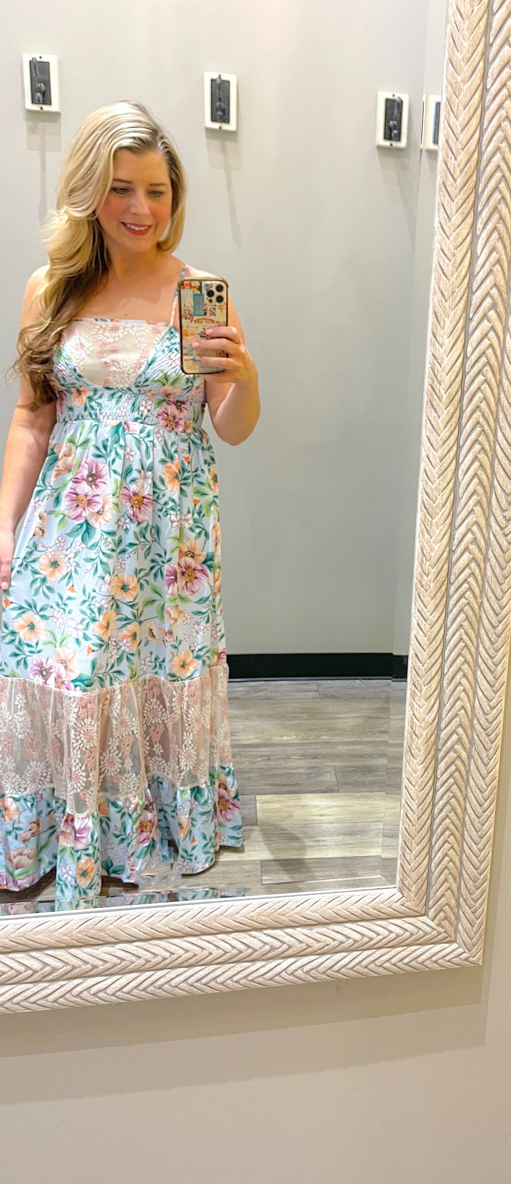 Floral Printed Lace Maxi Dress