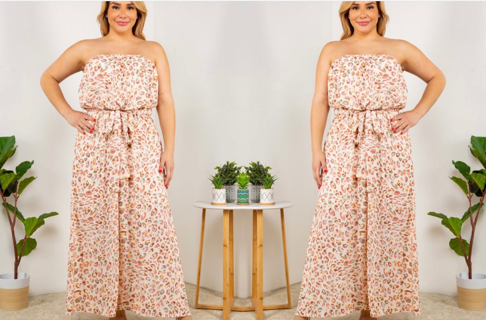 Tropical Maxi Dress Lined Dress